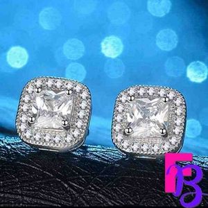 2.4 CT Platinum Princess Halo Earrings